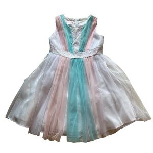 Jessica Ann Little Girls Sz 6X Colorful Tulle Dress‎ Spring Summer Lined Dressy